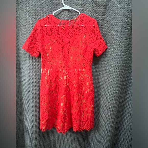 Lush Red Lace Mini Dress Size Large - Picture 6 of 7